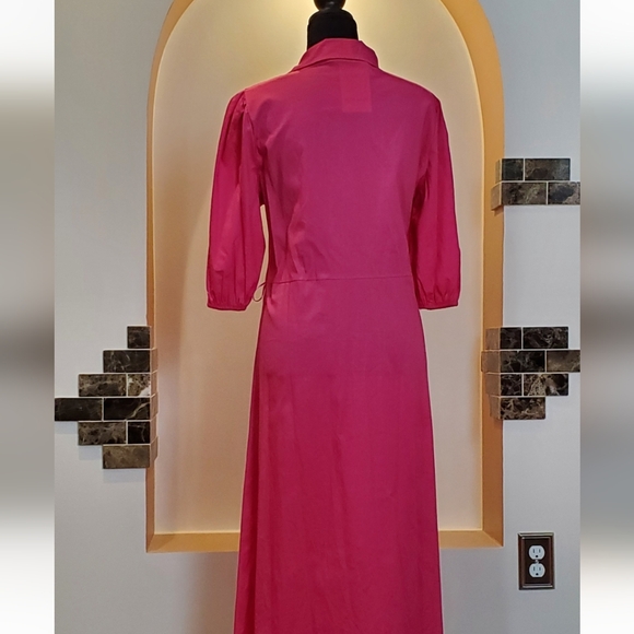 NWT Fuchsia Pink Midi Italian Dress ( Size L) - Picture 7 of 11